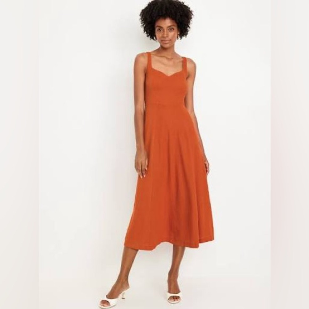 Old navy linen Rust orange  Sleeveless Dress